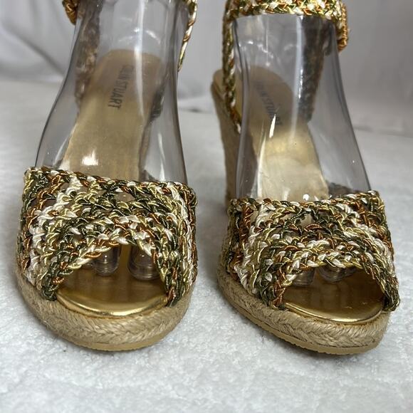 Colin Stuart neutral crochet ankle strap Espadrilles wedges size 7.5 - Picture 3 of 15